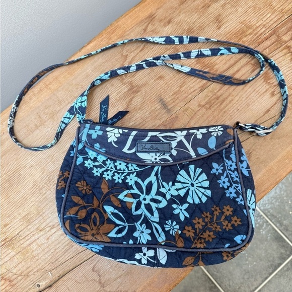 Vera Bradley Blue and Brown Floral Women's Little Cross Body Java Floral - Picture 1 of 4